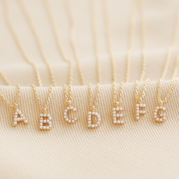 Tiny Pearl Initial Charm Necklace