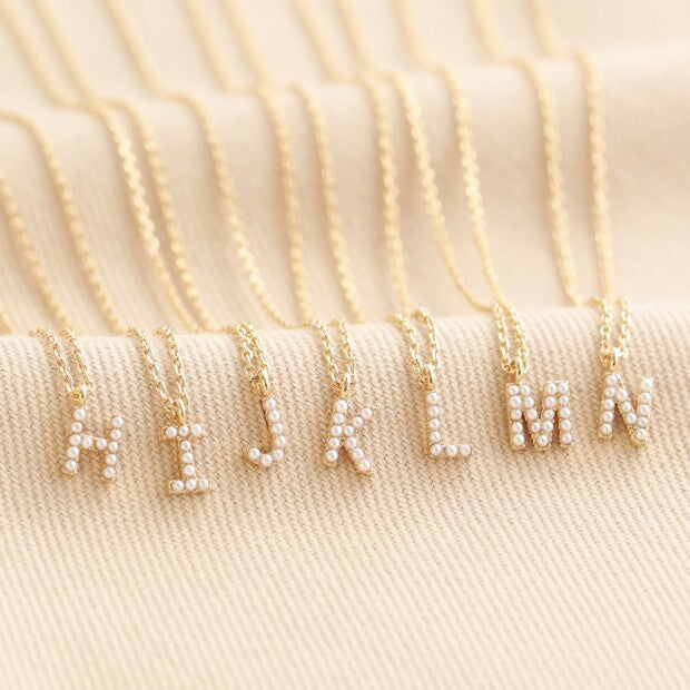 Tiny Pearl Initial Charm Necklace