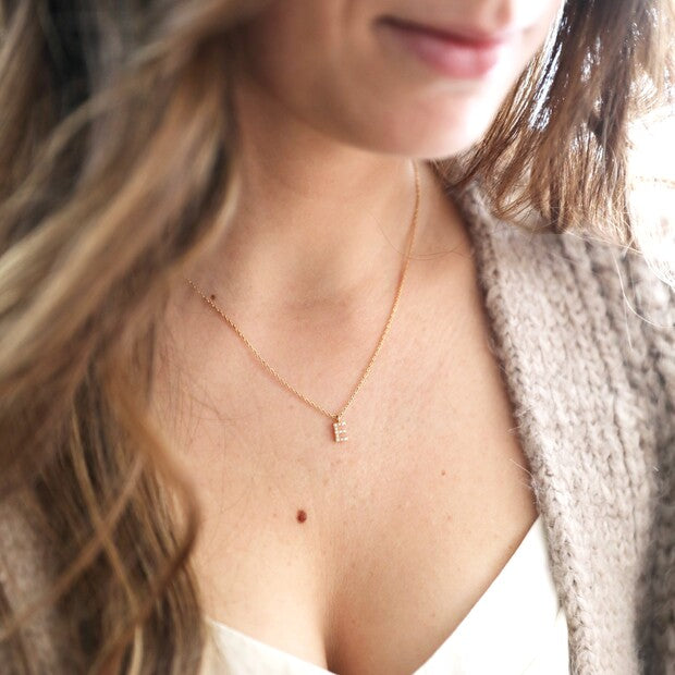 Tiny Pearl Initial Charm Necklace