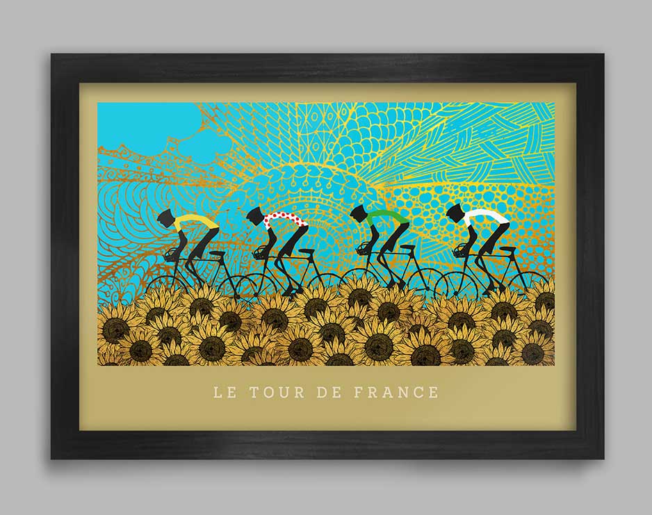 Tour De France, Sunflowers - A3 Poster Print