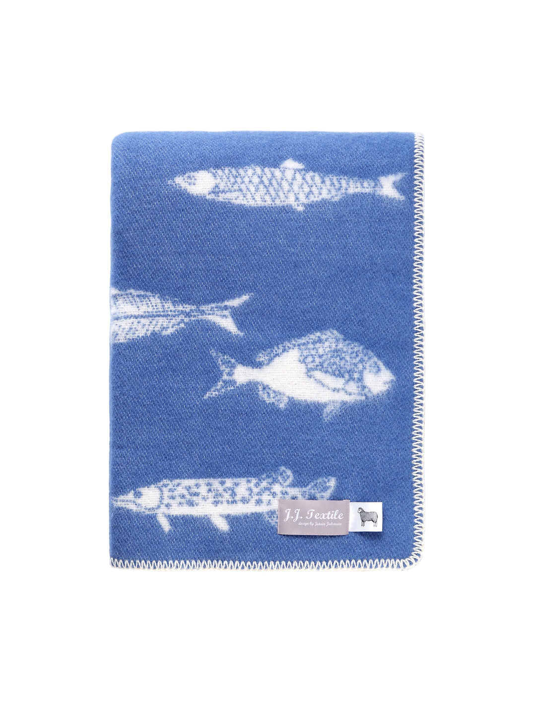 Blue Fish Wool Blanket