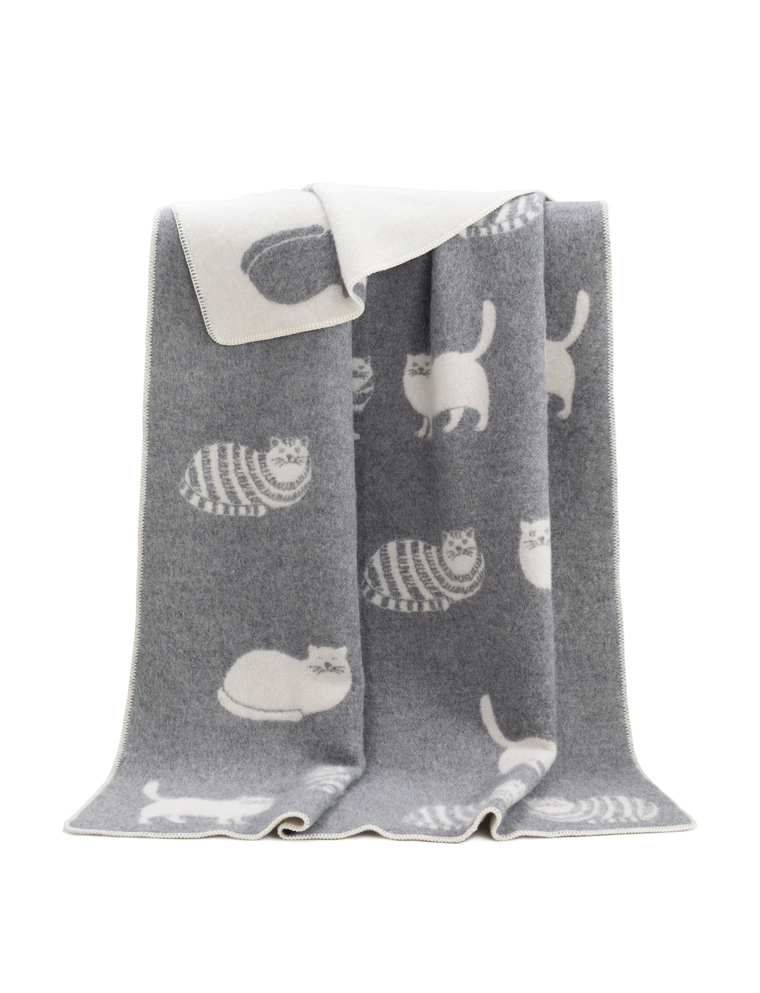 Grey Cat Wool Blanket