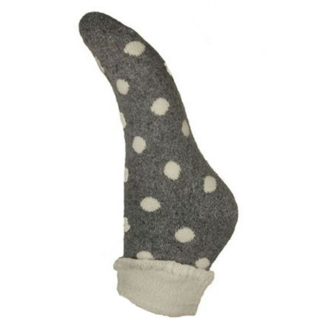 Ladies Cuff Sock - Grey/Cream Spot