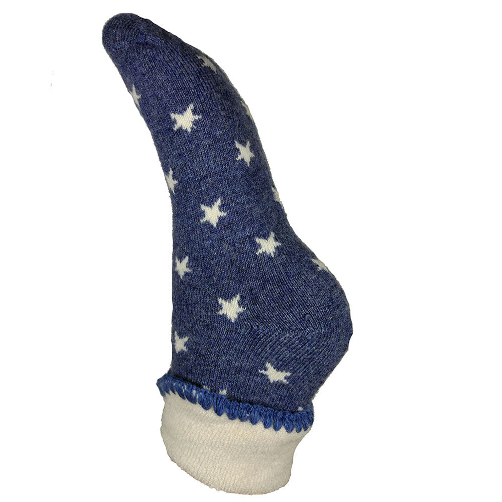 Ladies Cuff Sock - Navy Blue/Cream Stars