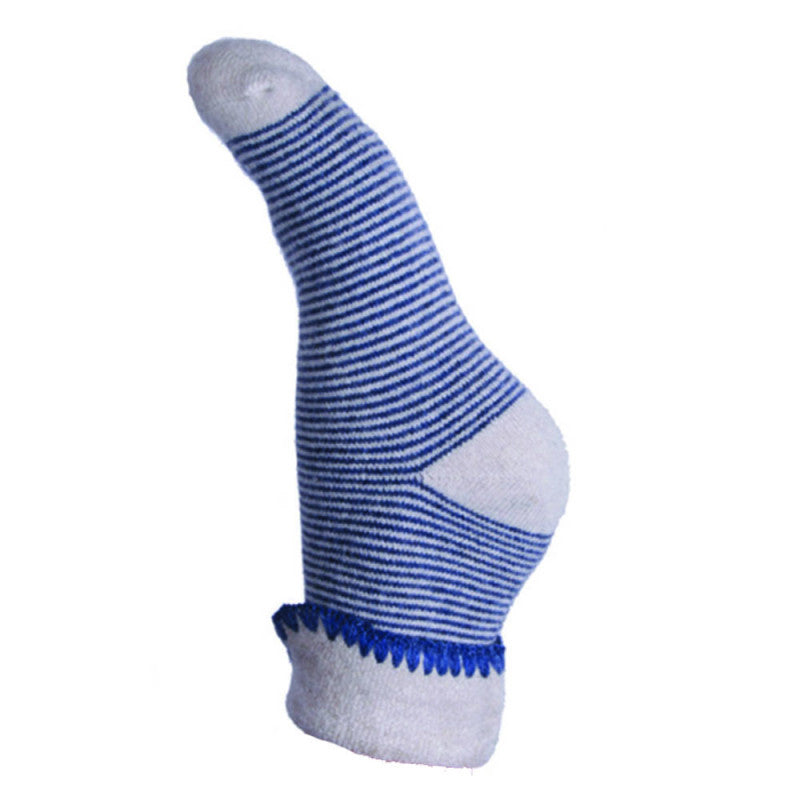 Ladies Cuff Sock - Blue/Cream Stripes