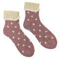 Ladies Cuff Sock - Pink/Cream Stars