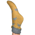 Ladies Cuff Sock - Mustard/Grey Stars
