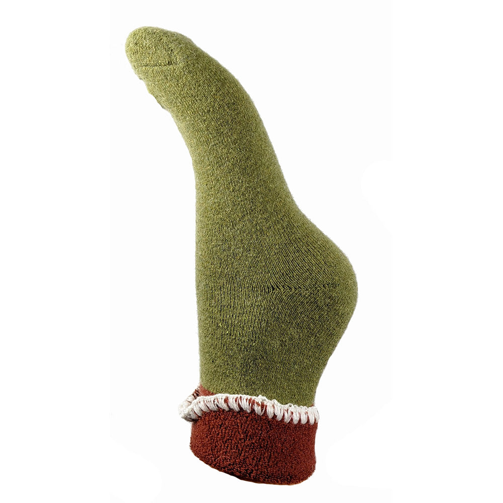 Ladies Cuff Sock - Green/Rust