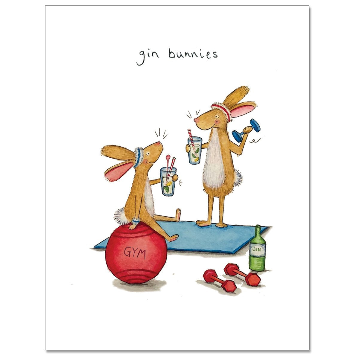Gin Bunnies Greetings Card